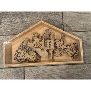 Wooden Nativity set 12 pc Figures NWT Scene Wondrous Christmas Stable Jesus Wood